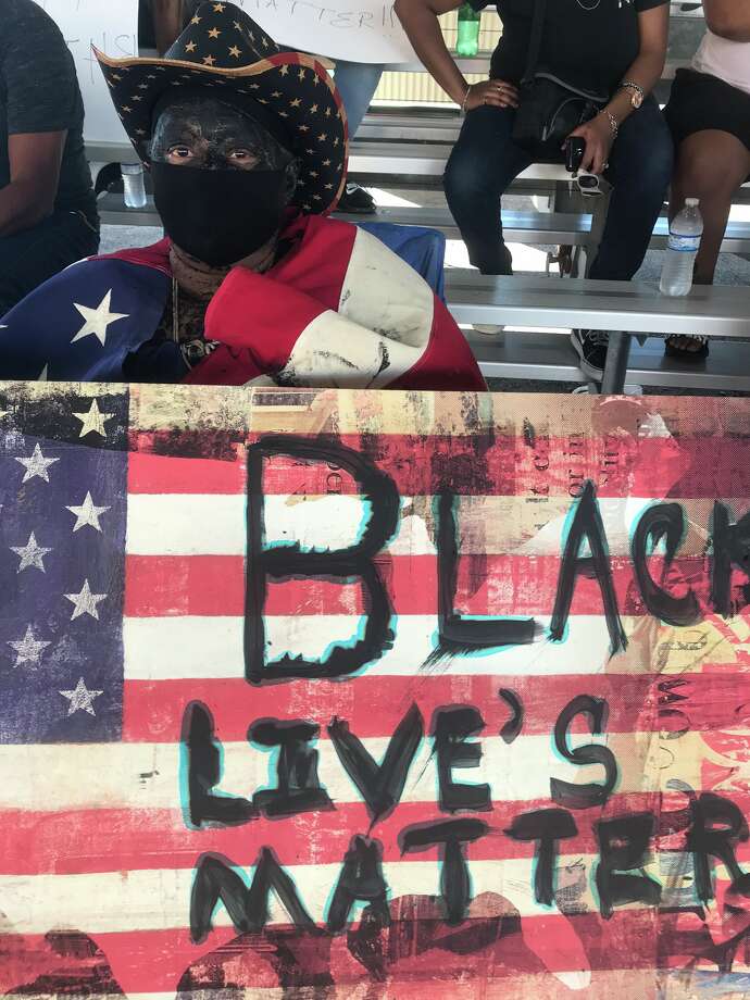 Ramona Davis of Port Arthur is among those awaiting the start of Tuesday's event. Photo taken June 2, 2020 by Kim Brent/The Enterprise.