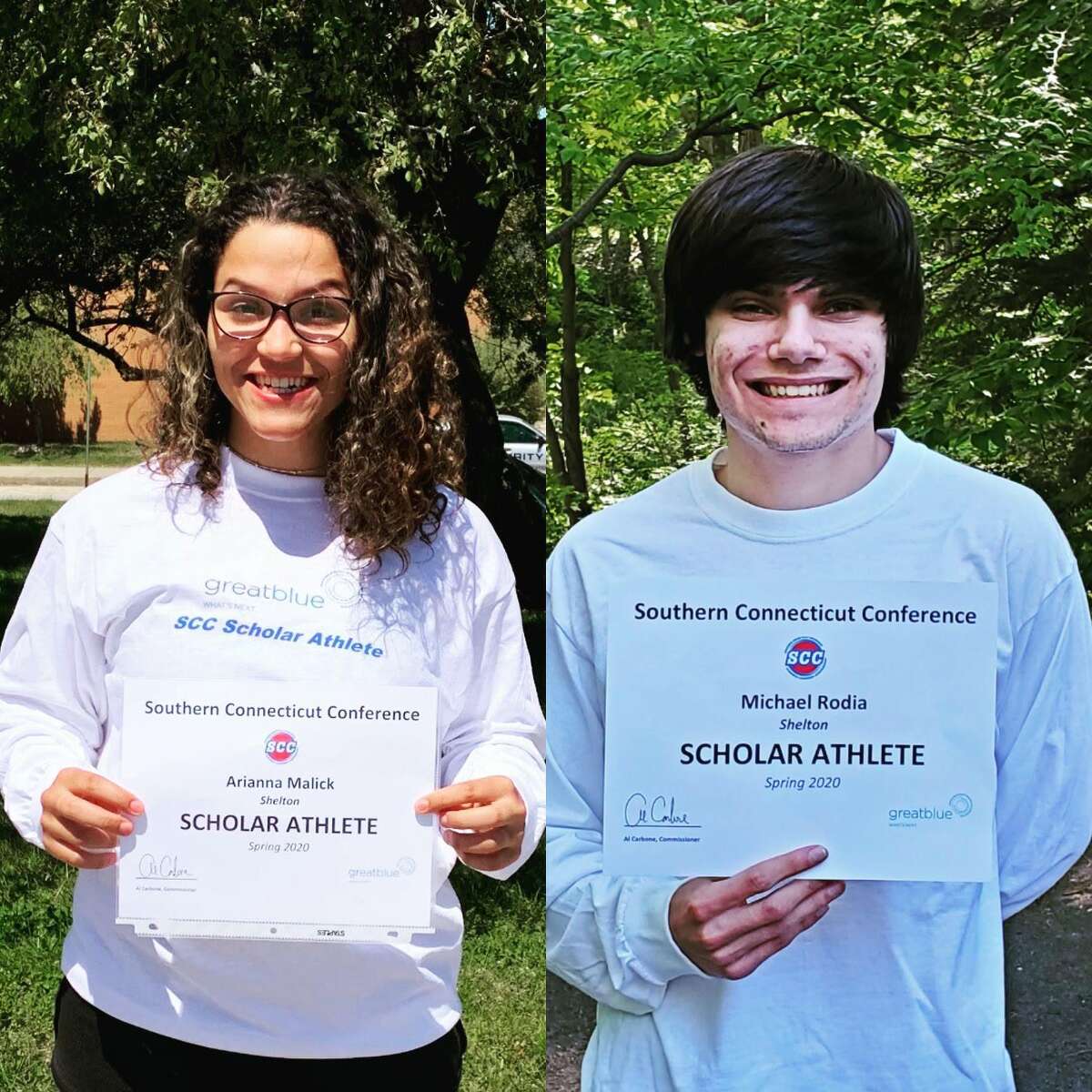 Arianna Malick and Michael Rodia have been named Shelton High's 2020 spring SCC scholar athletes.