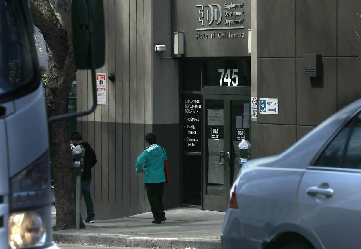 View of the Franklin St. entrance of the California Employment Development Department seen on Tuesday, May 19, 2020, in San Francisco, Calif.