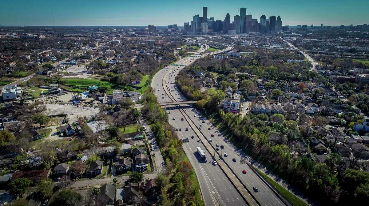 Interstate 45 winds toward downtown Houston, seen on Jan. 7, 2020. The impending Interstate 45 project will sever several properties.