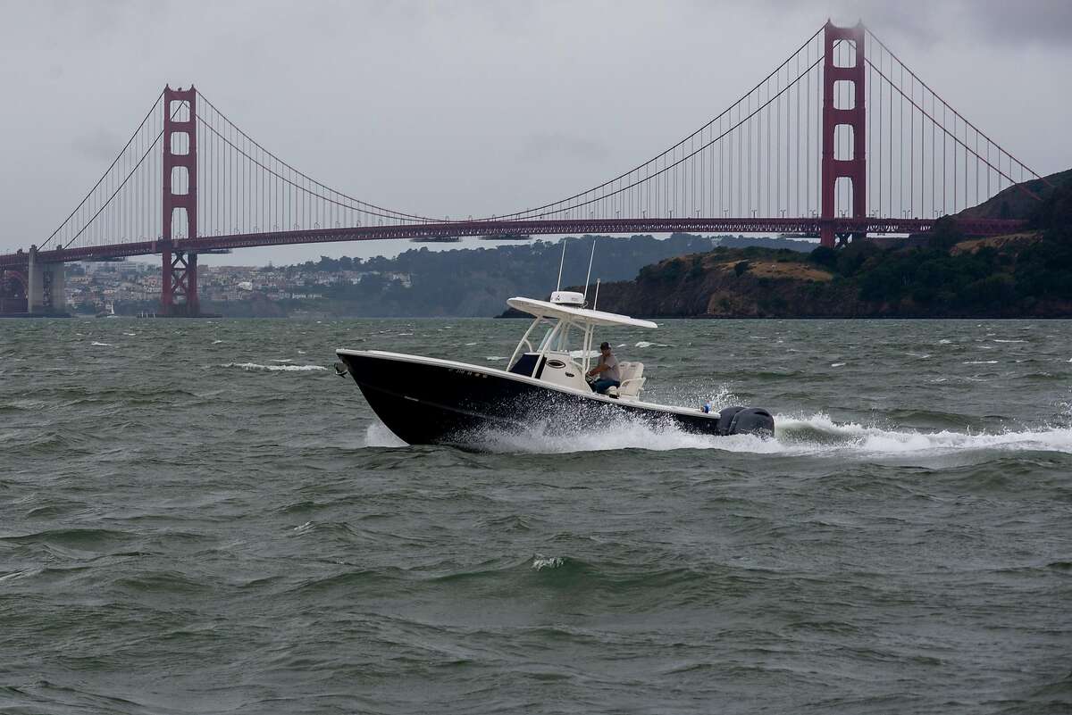 A boat seen in Richardson Bay during the coronavirus outbreak on May 30, 2020 in Sausalito, Calif.