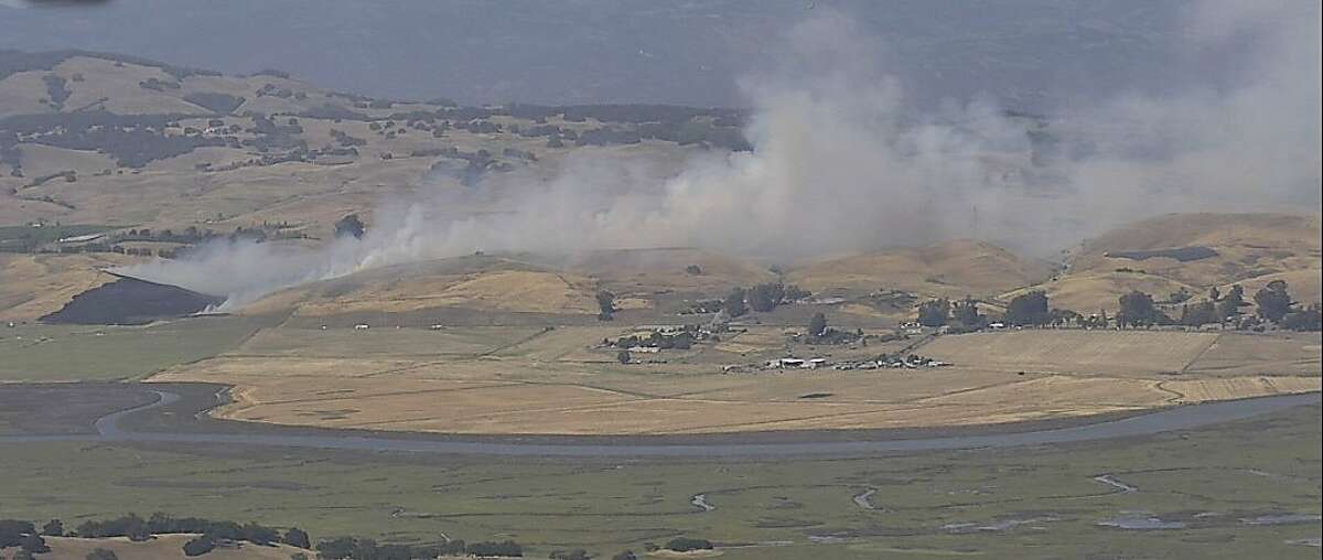 CALFIRE Sonoma-Lake-Napa Unit crews are on scene of a wildland fire in the 4500 block of Lakeville Hwy south of Petaluma in Sonoma County on Friday, June 5, 2020.