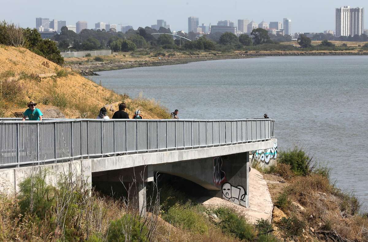 View of he bluff of the new extension on the San Francisco Bay Trail seen on Tuesday, June 2, 2020, in Albany, Calif. The new extension carves into a bluff below Golden Gate Fields facing the bay.