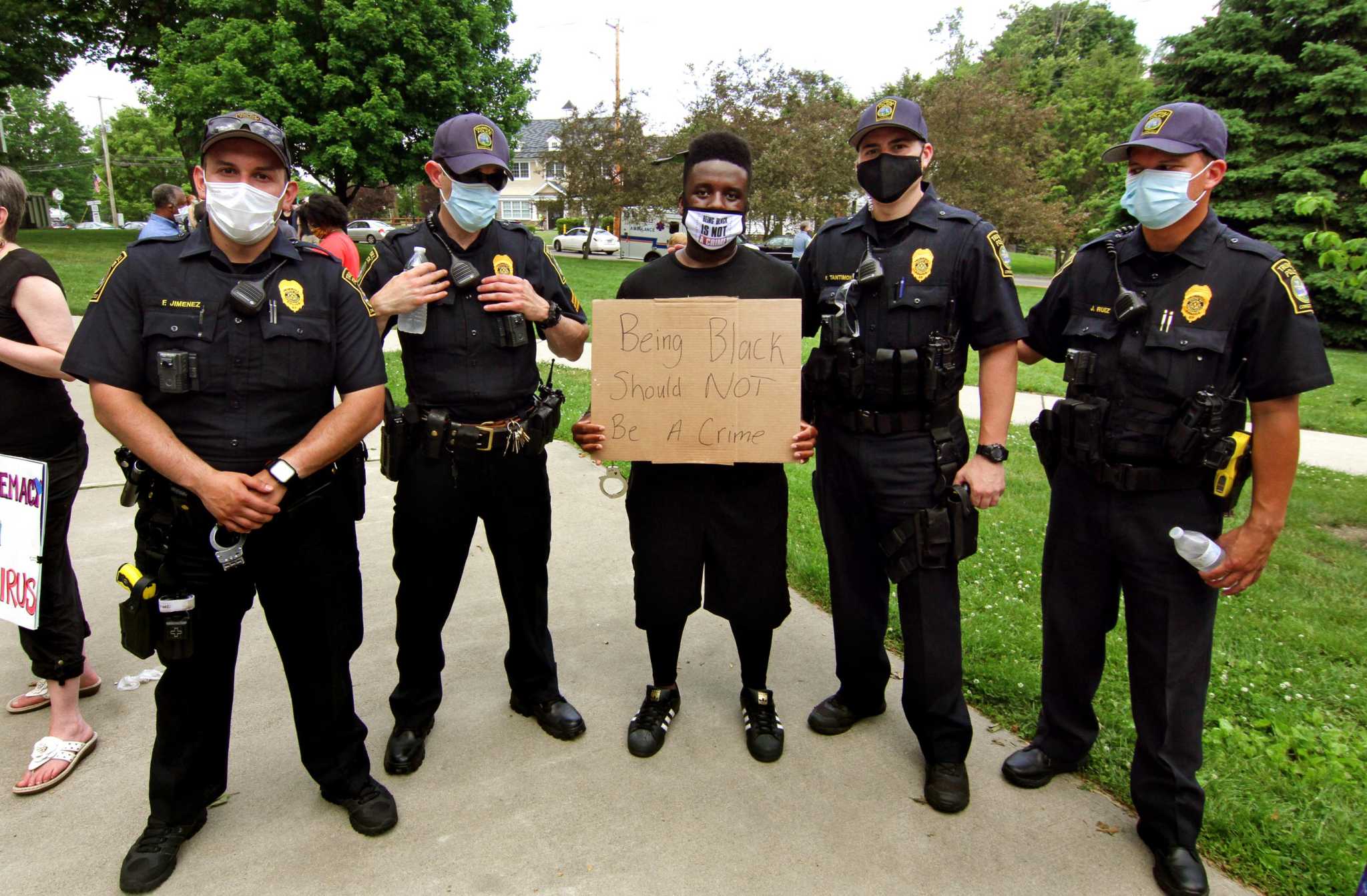 Trumbull police Officers provided aid at protest