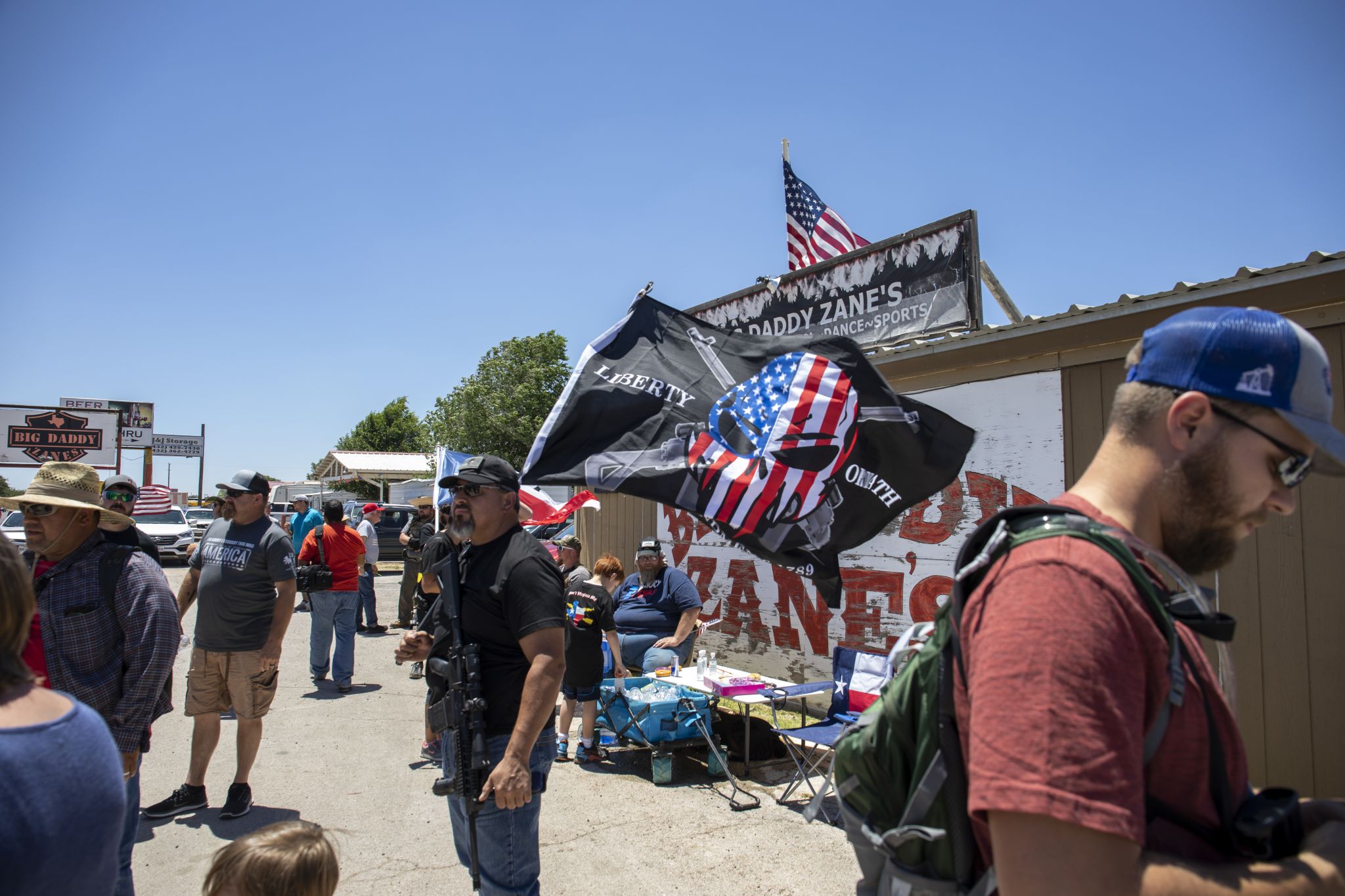 Open Carry Texas members protest outside Odessa bar