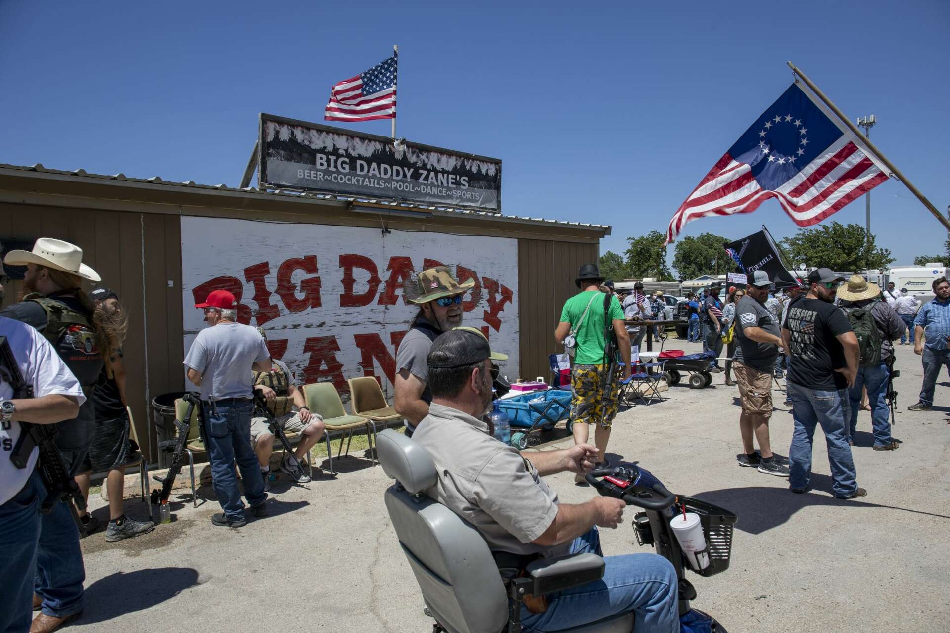 Open Carry Texas members protest outside Odessa bar