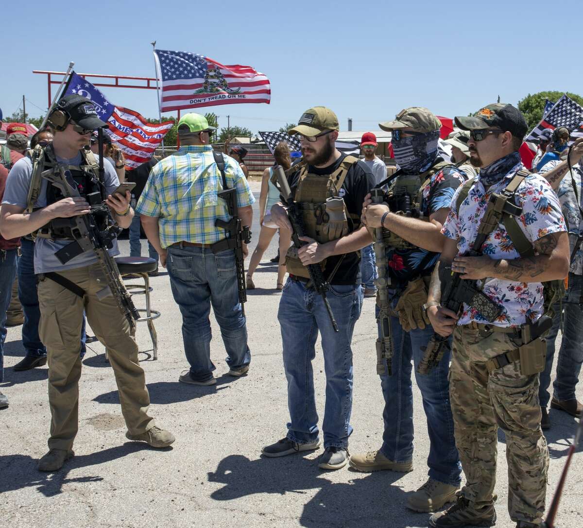 Open Carry Texas members protest on Saturday, June 6, 2020 at Big Daddy Zanes in West Odessa.