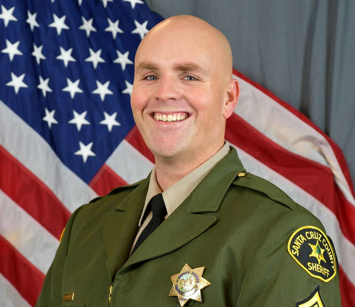 This photo provided by the Santa Cruz County Sheriff’s Office shows Sgt. Damon Gutzwiller. Gutzwiller was shot and killed Saturday, June 6, 2020, in Ben Lomond, an unincorporated area near Santa Cruz, Calif., when he and two other law enforcement officers were ambushed by a suspect. (Santa Cruz County Sheriff’s Office via AP)