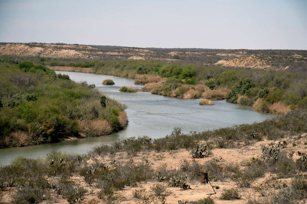 The Rio Grande and the rugged terrain as seen from a bluff on the historic Dolores Viejo in Zapata County.