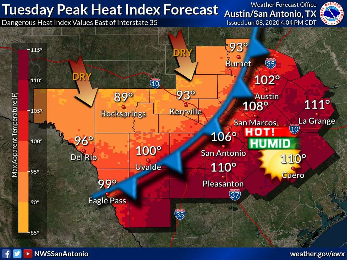 The NWS issued a heat advisory for Tuesday afternoon between noon and 7 p.m.