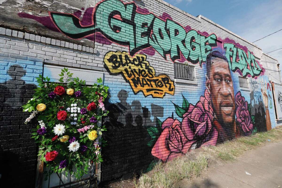 A mural in honor of George Floyd is seen near the intersection of Elgin Street and Ennis Street, Monday, June 8, 2020, in Houston.
