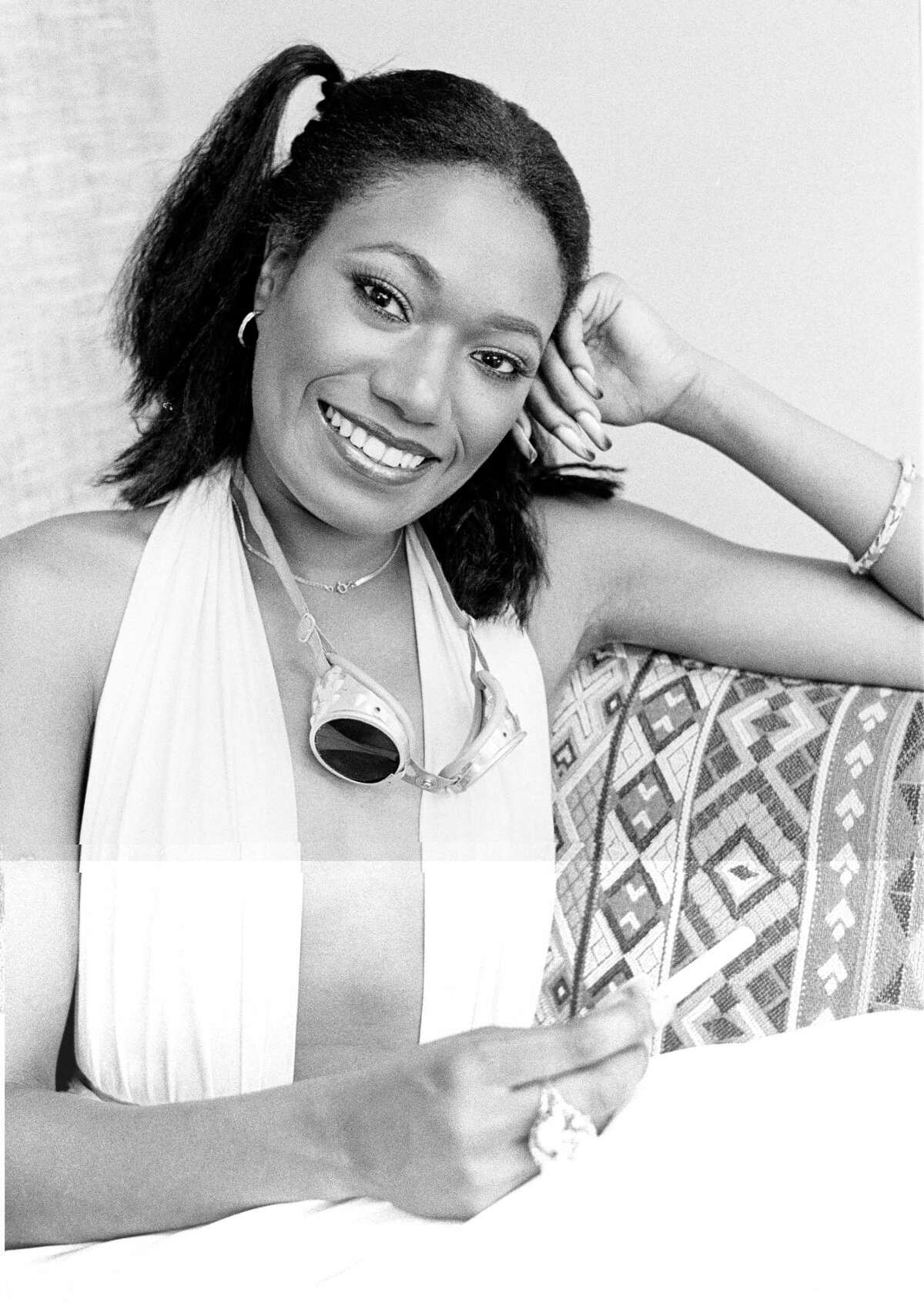 FILE - In this Sept. 4, 1979 file photo, Bonnie Pointer poses for a portrait in Los Angeles. Pointer, founding member of the Pointer Sisters, has died. Publicist Roger Neal says Pointer died of cardiac arrest in Los Angeles on Monday. She was 69. (AP Photo/George Brich, FIle)