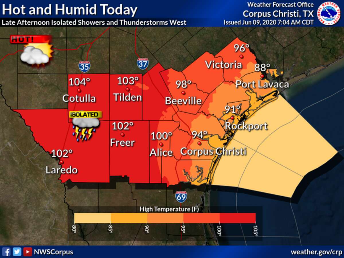 Triple-digit heat is expected to hit Laredo on Tuesday, June 9, 2020.