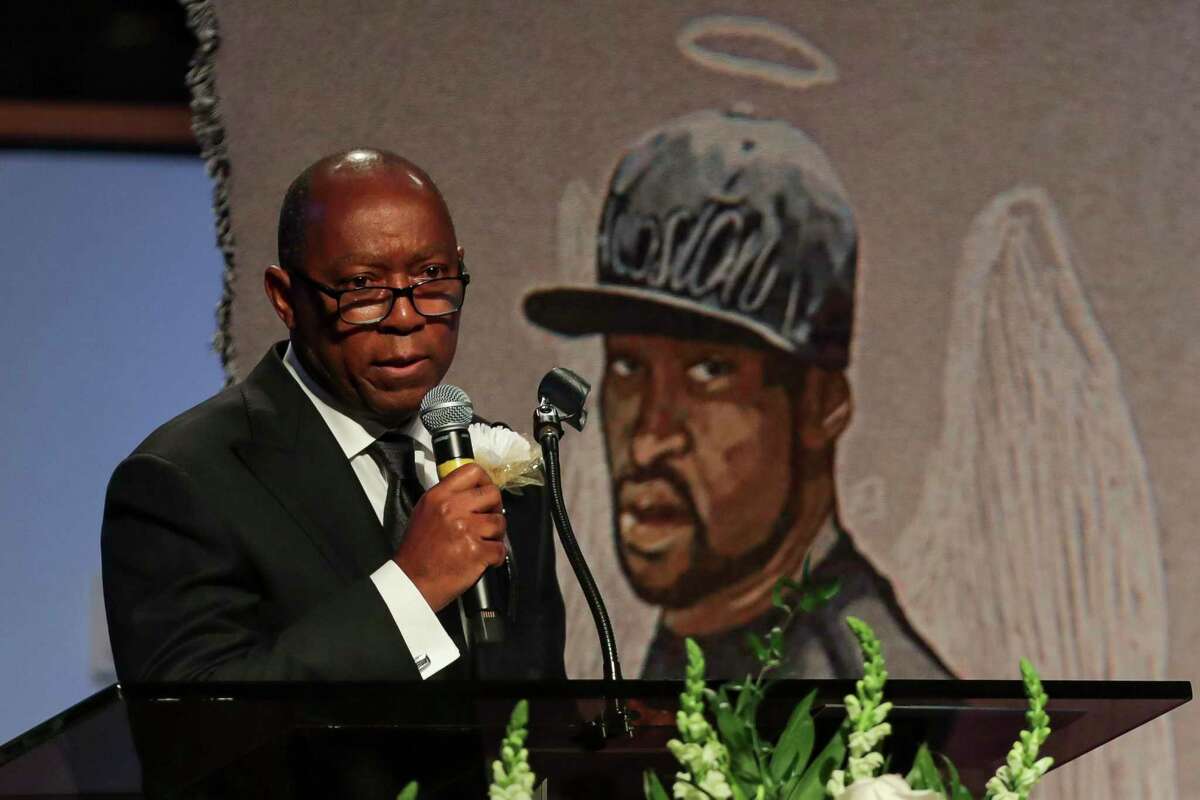 Houston Mayor Sylvester Turner speaks during the funeral for George Floyd on Tuesday at The Fountain of Praise church in Houston.