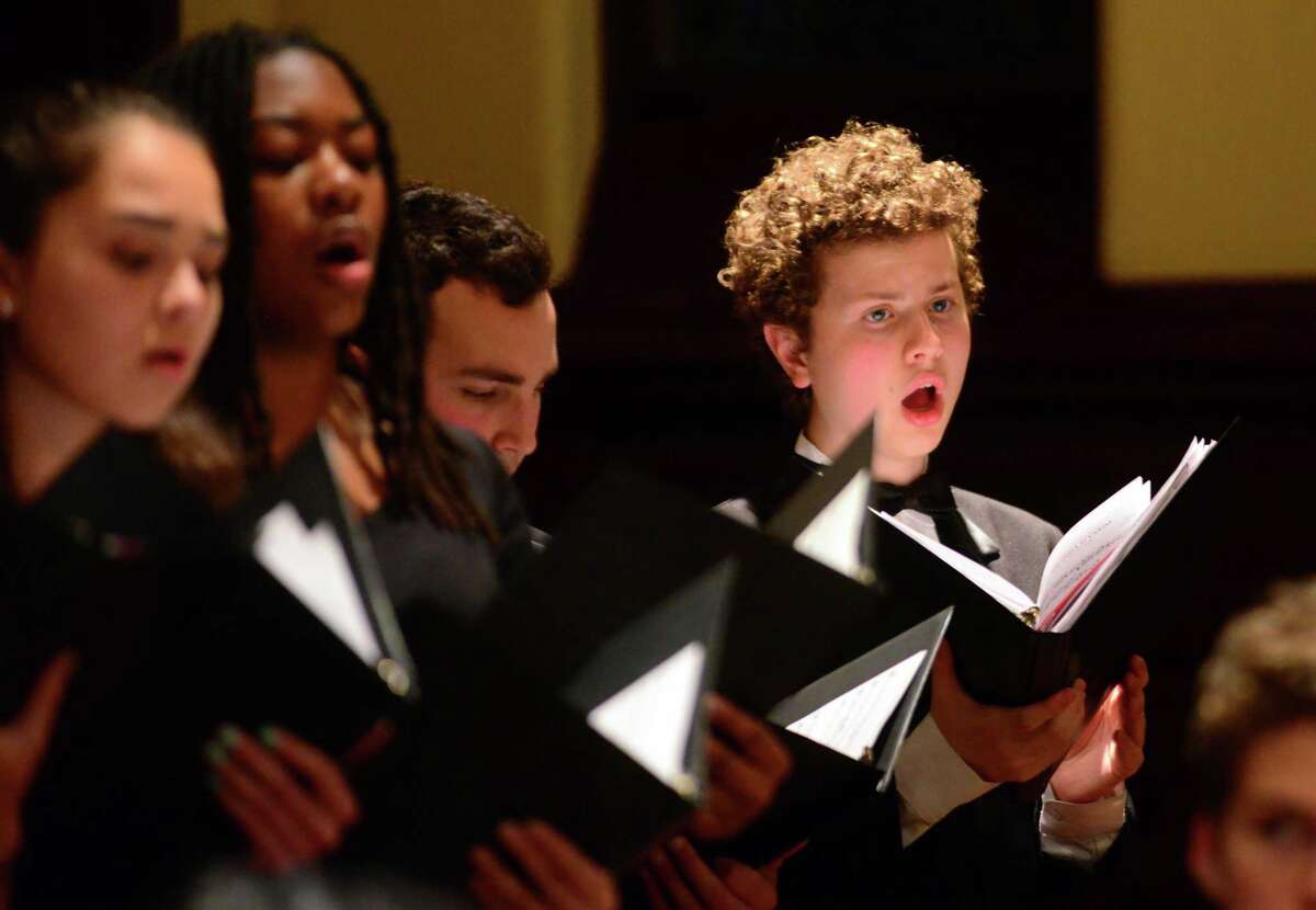 The Chamber Singers of the Fairfield County Children's Choir performs during the Town of Fairfield's 34th Annual Holocaust Commemoration held at First Church Congregational in Fairfield, April 26, 2017.