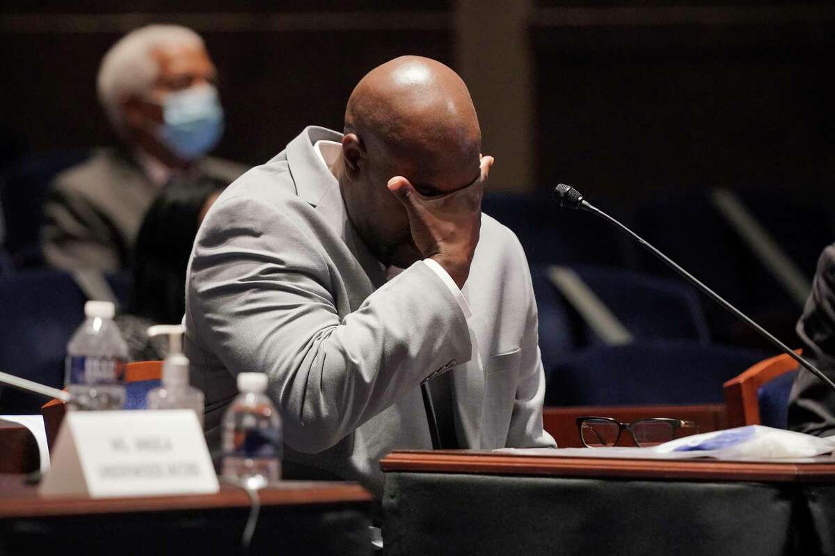 Philonise Floyd, a brother of George Floyd, testifies during a House Judiciary Committee hearing on proposed changes to police practices and accountability on Capitol Hill, Wednesday, June 10, 2020, in Washington. (Greg Nash/Pool via AP)