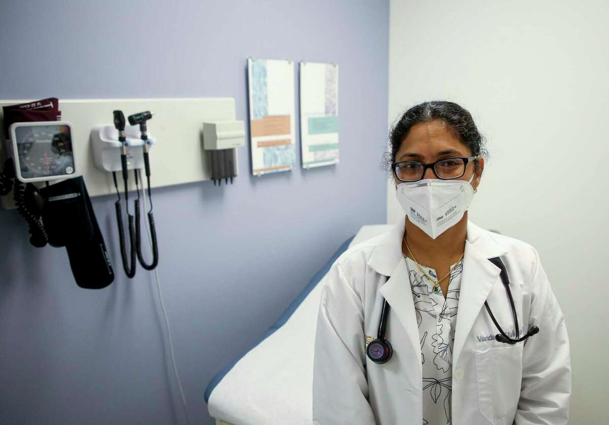 Internal medicine Dr. Vandana Shrikanth poses for a photograph inside an examination room at Legacy Community Health on Wednesday, June 3, 2020, in Houston.