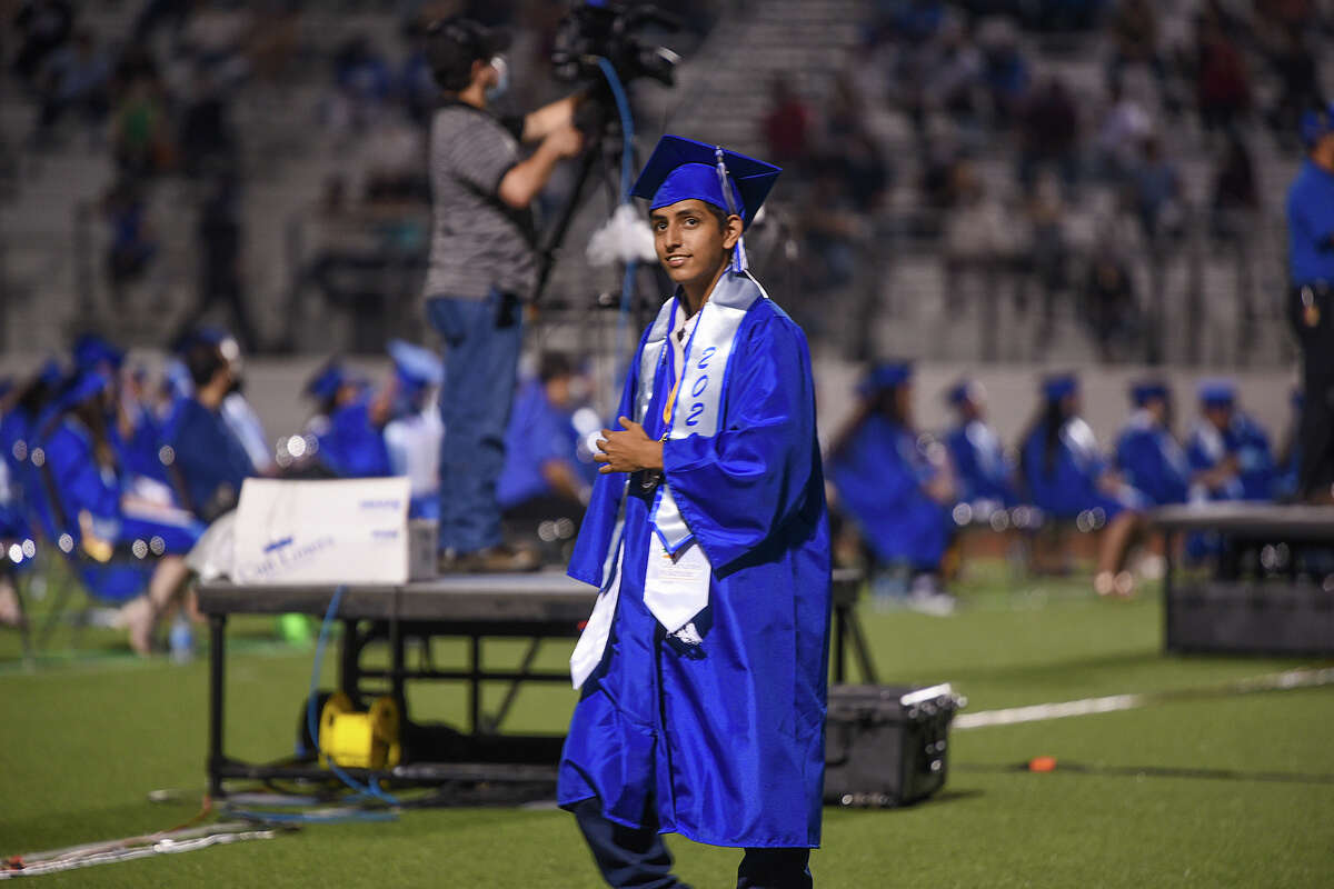 The Cigarroa High School graduating class of 2020 has its commencement ceremony outdoors Monday, Jun 8, 2020, at Shirley Field as Texas eases on COVID-19 coronavirus restrictions.