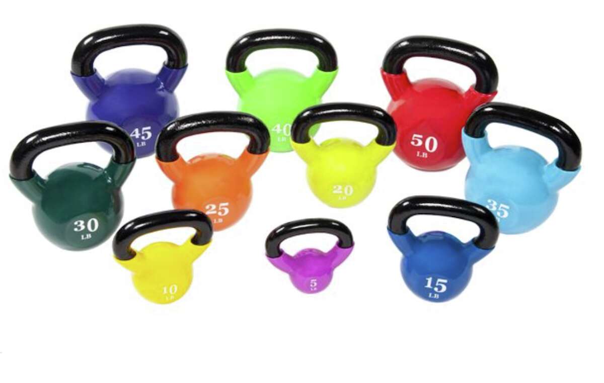 Everyday Essentials All-Purpose Color Vinyl Coated Kettlebells Price: Starting at $14.99 for 5 pounds If you've learned how to use a kettlebell during quarantine, you might want to expand your collection. You can get one of these Everyday Essentials kettlebells, starting out at $14.99 for 5 pounds. The kettlebells increase in weight in five-pound increments up to 50 pounds.