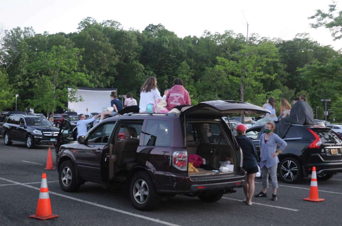 Saturday night's movies in the parking lot at Ridgefield High School drew about 150 cars and 500 viewers.