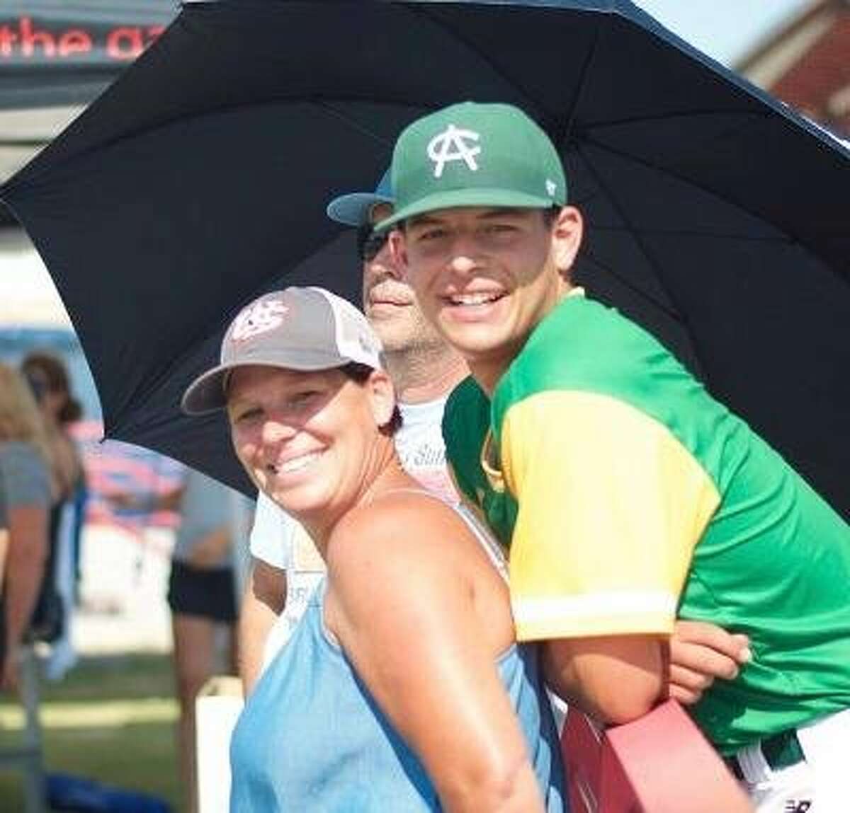 Nick Yorke, right, an infielder from Archbishop Mitty in San Jose, California (posing with his mother, Robyn), was selected in the first round of the 2020 draft by the Boston Red Sox.