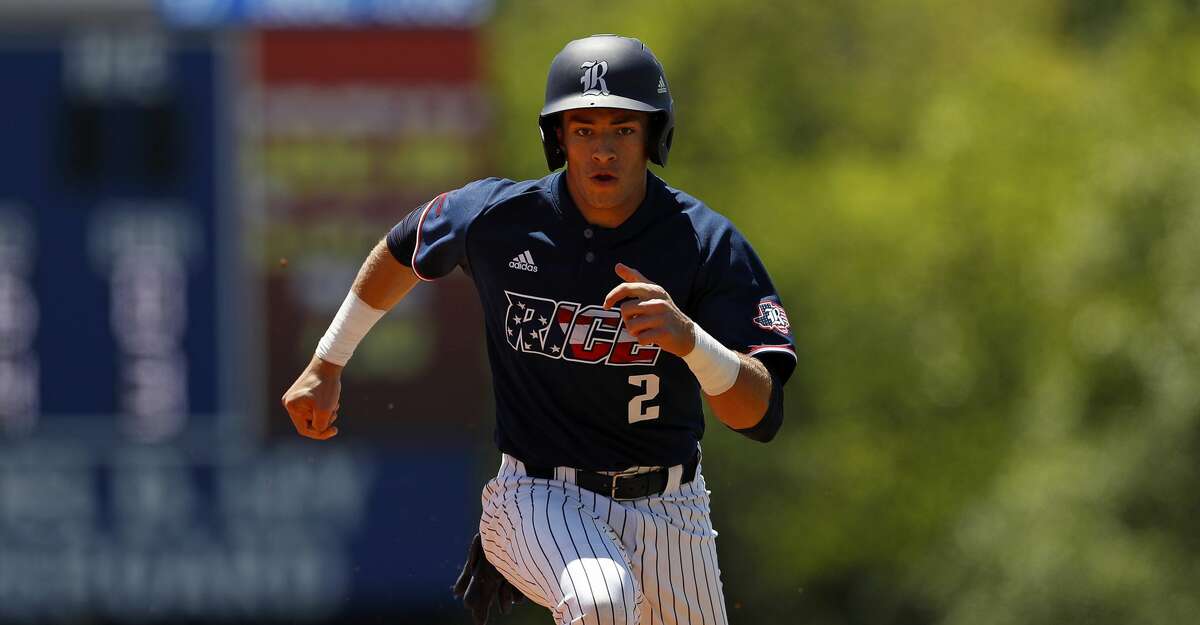Rice University's Trei Cruz (2) runs the bases during an Middle Tennessee State University at Rice University NCAA college baseball game, Saturday, April 20, 2019, in Houston. (AP Photo/Aaron M. Sprecher)