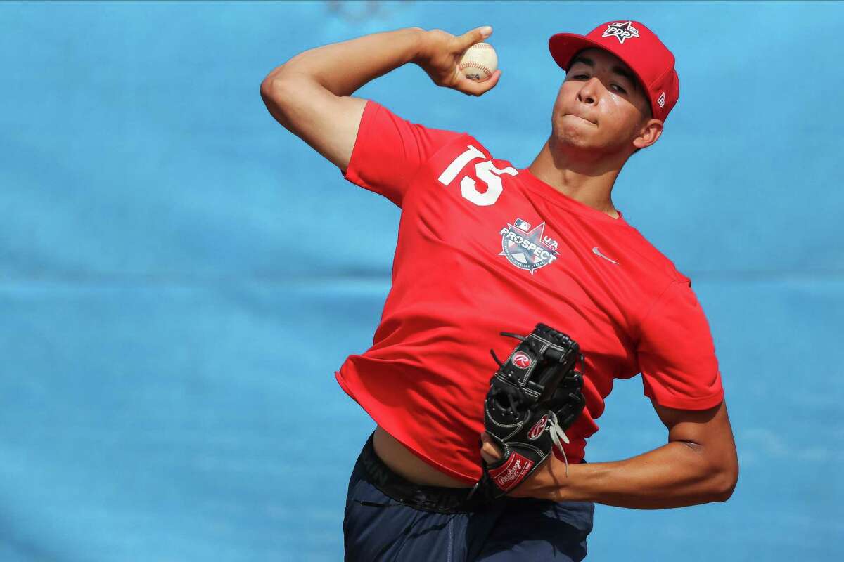 Pitcher Alex Santos of Mount St. Michael High School in the Bronx, N.Y., was the first draftee of new Astros general manager James Click.