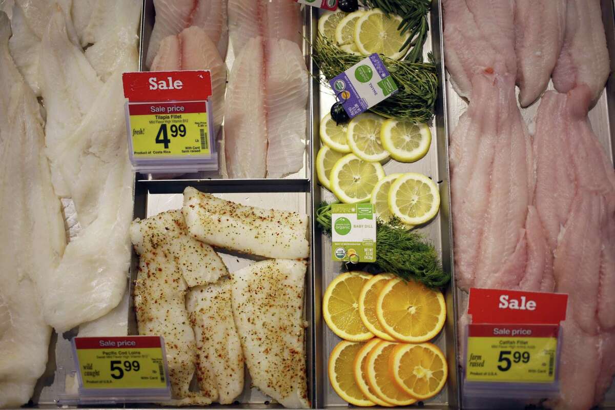 Seafood is displayed for sale at a Kroger supermarket in Louisville, Ky., on March 5, 2019.