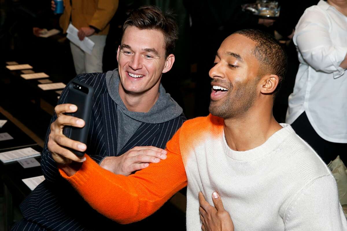 NEW YORK, NEW YORK - FEBRUARY 05: Tyler Cameron (L) and Matt James attend the Todd Snyder show during Men's New York Fashion Week at Pier 59 Studios on February 05, 2020 in New York City.  (Photo by Dominik Bindl / Getty Images)