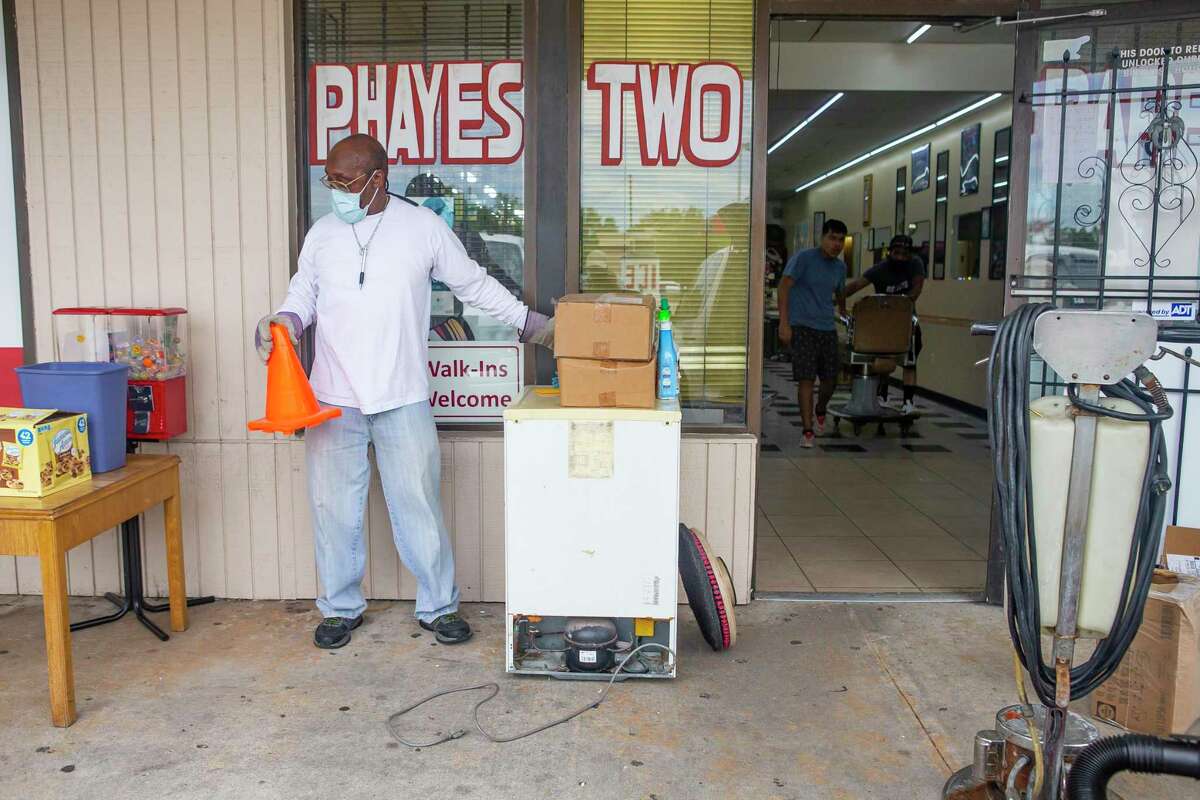 "I'd rather people be safe. It's not about the money," said Joseph Hayes, manager of Phayes Two Barber Shop on W. Bellfort at S. Gessner. He deep cleaned the shop before a reopening on May 8 after being closed due to local shutdowns ordered to slow the spread of the coronavirus.
