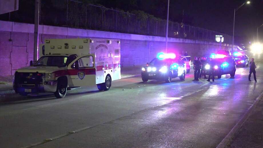 Houston police officers investigate after a 29-year-old allegedly stole a Houston Fire Department ambulance Friday, June 12, 2020. Photo: OnScene.TV