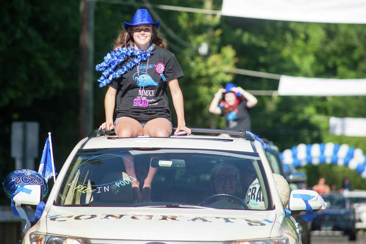 Lexi Punishill. Darien High held a wave-through graduation car parade for the Class of 2020 seniors on the morning of June 12, after postponing it due to weather from June 11.