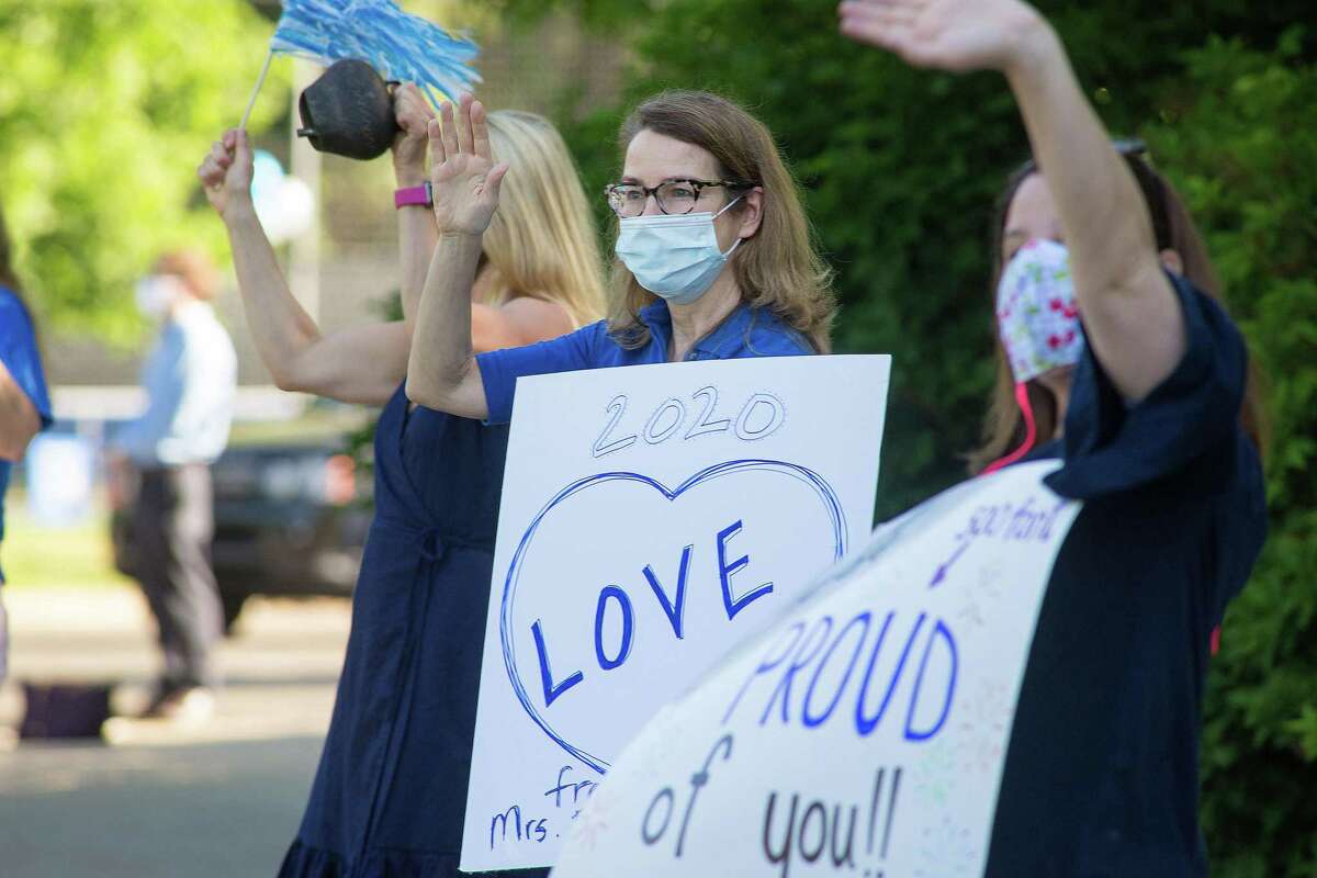 Darien High held a wave-through graduation car parade for the Class of 2020 seniors on the morning of June 12, after postponing it due to weather from June 11.