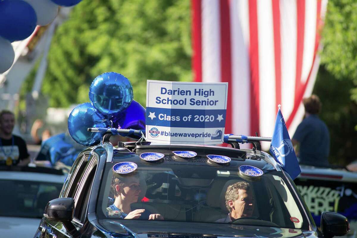 Darien High held a wave-through graduation car parade for the Class of 2020 seniors on the morning of June 12, after postponing it due to weather from June 11.