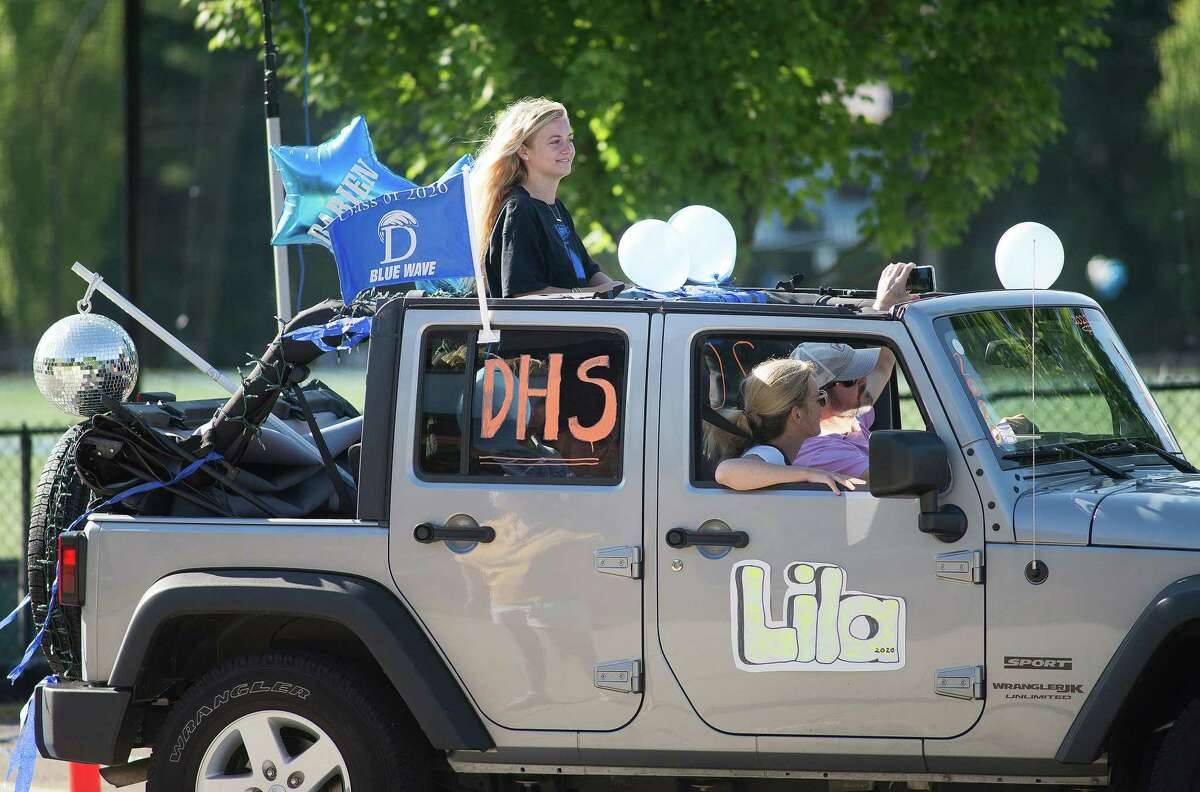 Lila Karl. Darien High held a wave-through graduation car parade for the Class of 2020 seniors on the morning of June 12, after postponing it due to weather from June 11.