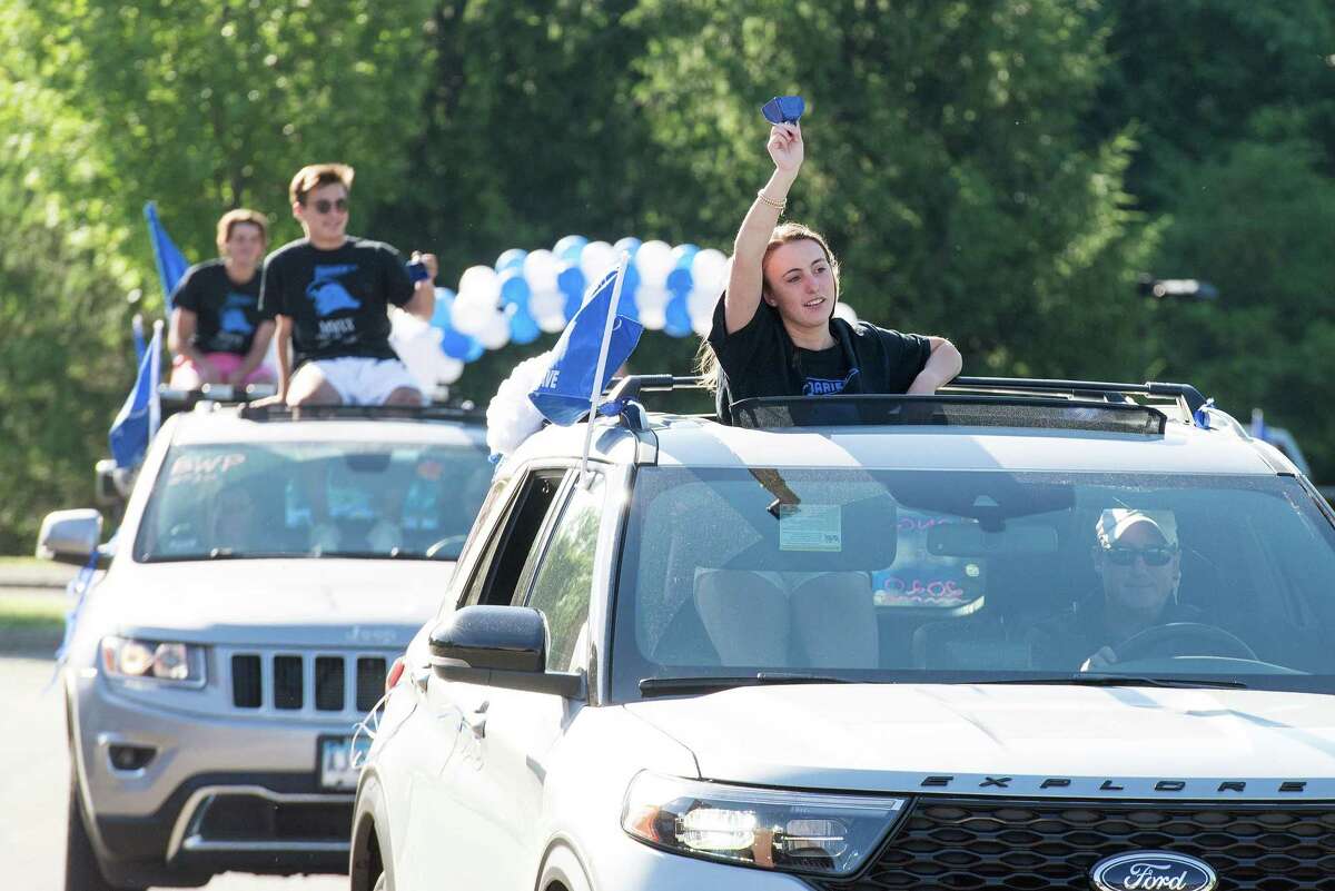Taryn Pardo. Darien High held a wave-through graduation car parade for the Class of 2020 seniors on the morning of June 12, after postponing it due to weather from June 11.