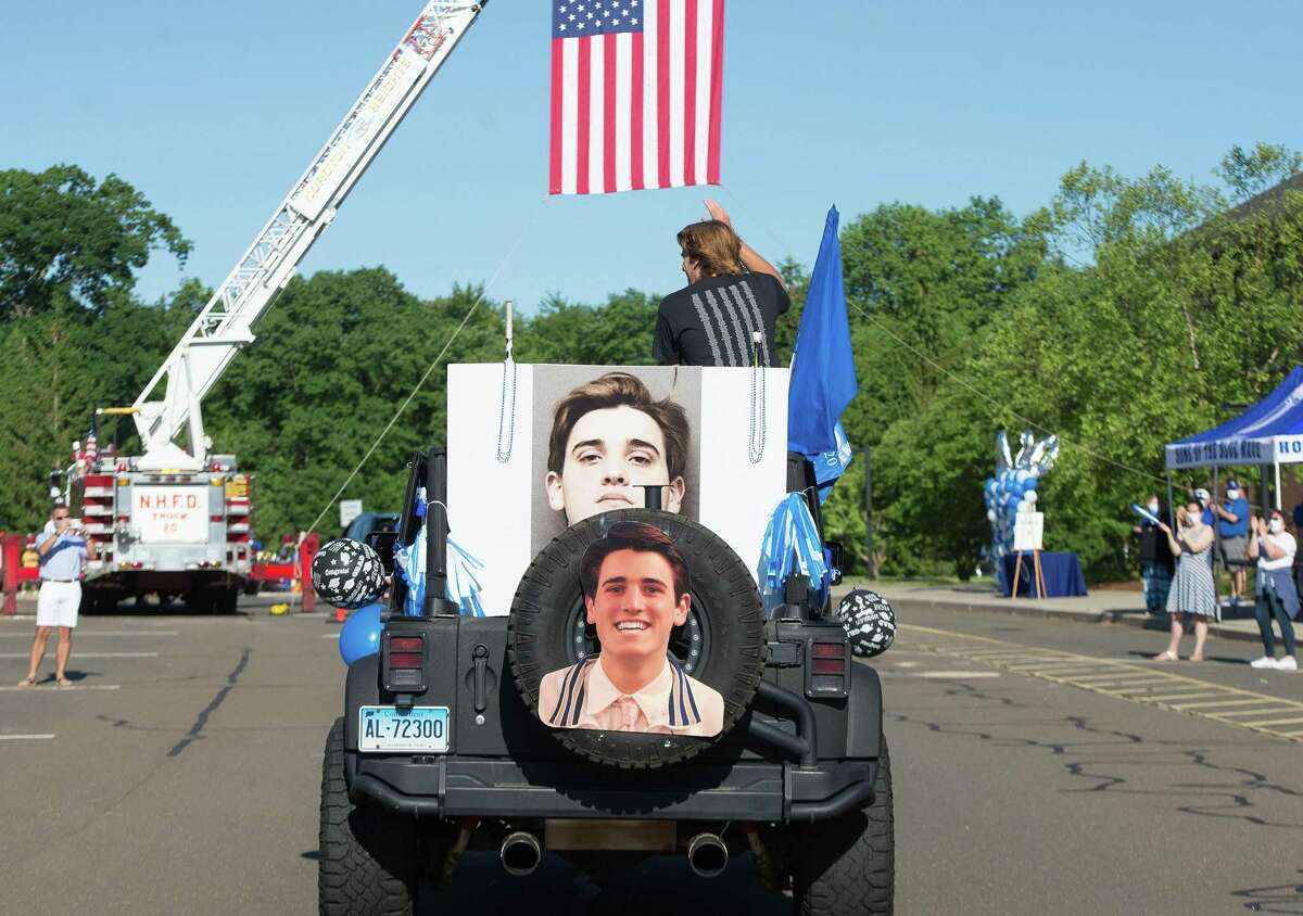 Cole Branca. Darien High held a wave-through graduation car parade for the Class of 2020 seniors on the morning of June 12, after postponing it due to weather from June 11.