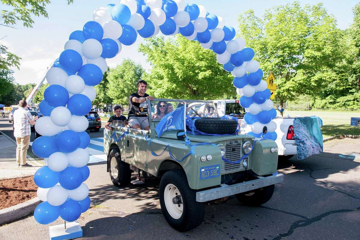 Darien High held a wave-through graduation car parade for the Class of 2020 seniors on the morning of June 12, after postponing it due to weather from June 11.