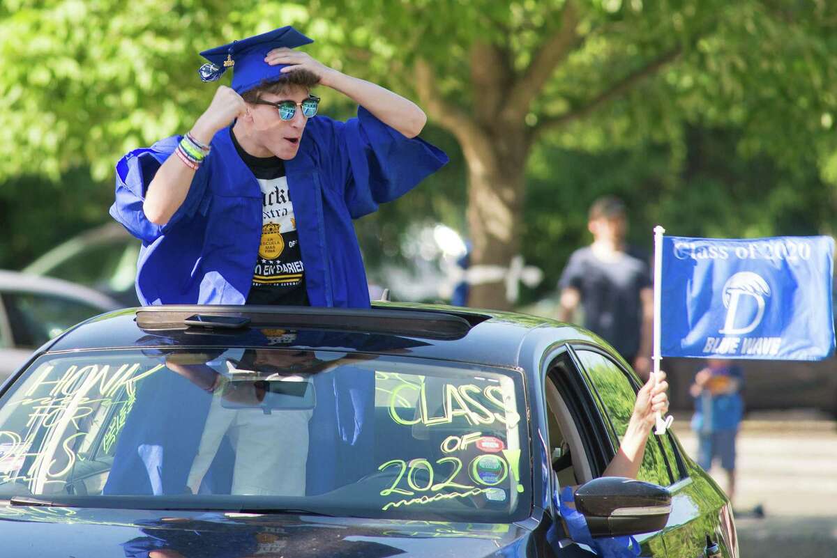 Tyler O'Brien. Darien High held a wave-through graduation car parade for the Class of 2020 seniors on the morning of June 12, after postponing it due to weather from June 11.