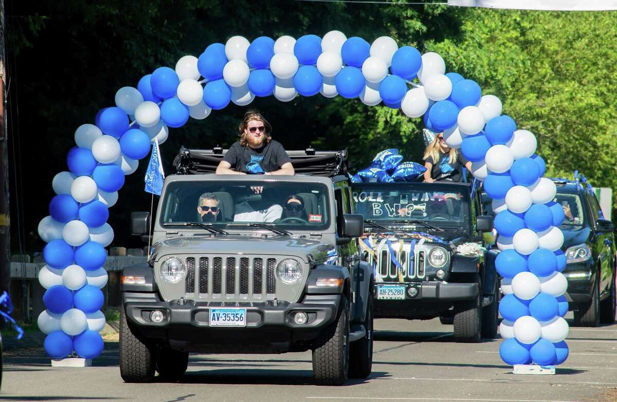 Darien High held a wave-through graduation car parade for the Class of 2020 seniors on the morning of June 12, after postponing it due to weather from June 11.