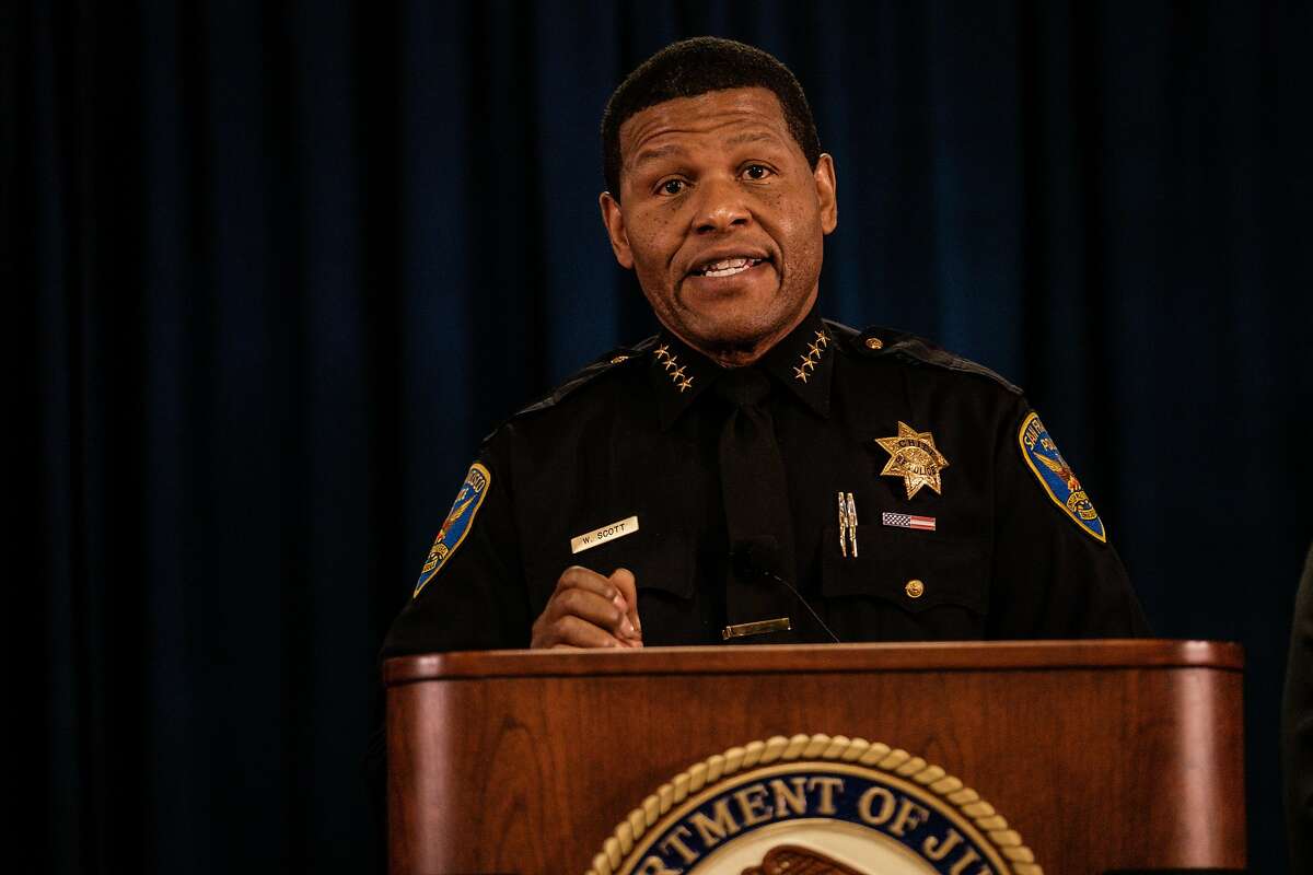 San Francisco Police chief William Scott speaks at a press conference in San Francisco, Calif. on Thursday, January 9, 2020.