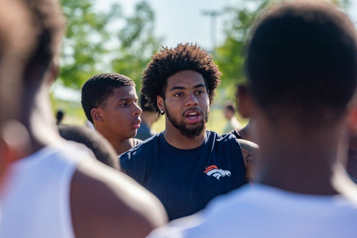 Former Texas safety P.J. Locke organized a workout with fellow NFL players for local Southeast Texas high school athletes at the Beaumont Youth Soccer Fields on Friday afternoon. Photo made on June 12, 2020. Fran Ruchalski/The Enterprise