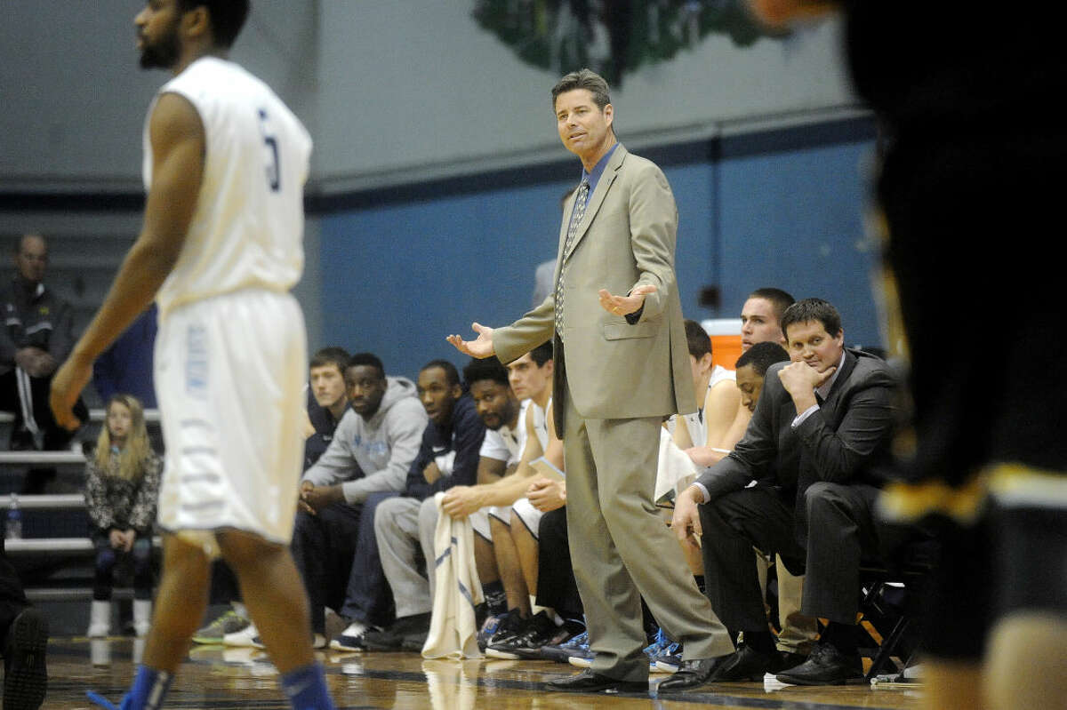 Northwood coach Jeff Rekeweg expresses his bewilderment during a Jan. 10, 2015 game against Ohio Dominican.