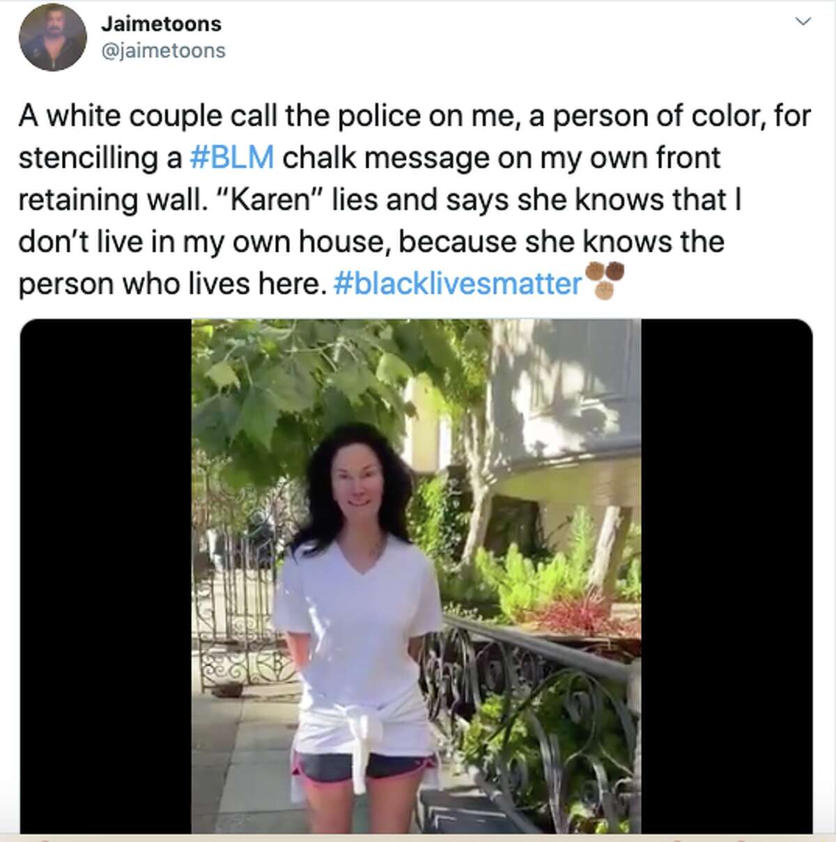 SF resident Lisa Alexander is under fire after a viral video shows her confronting a man over writing "Black Lives Matter" on his restraining wall.