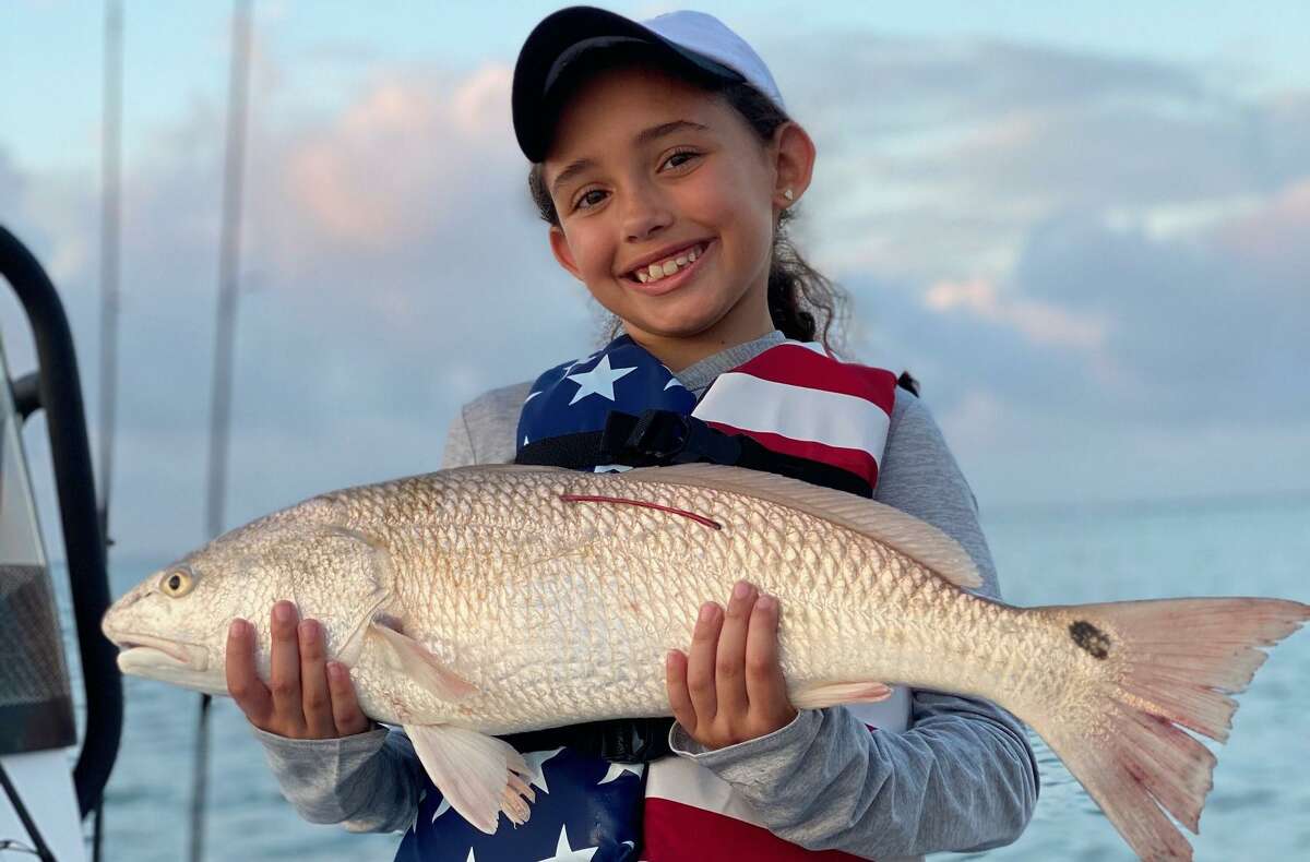 Marilyn Monroe, 8, caught the second tagged redfish of the 2020 CCA Texas STAR Tournament.
