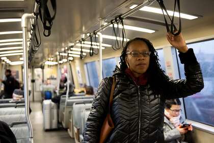 BART Board President Lateefah Simon, shown riding a train in January, said her fellow board member’s comments are “consistent with the political agenda that uplifts structural racism.”