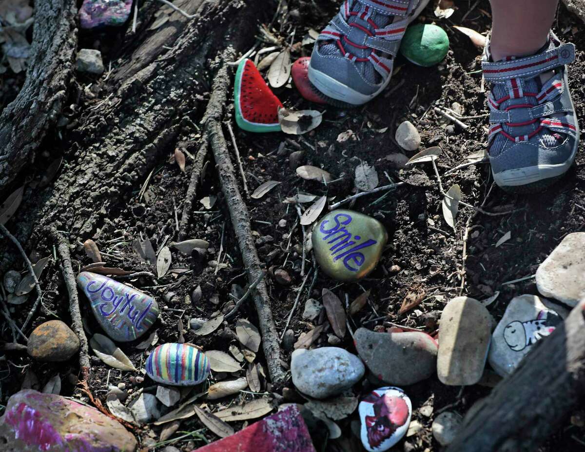 Rocks painted with colorful images and uplifting messages dot the yards in a North Side neighborhood, bringing smiles all around. Lisbeth Anne Dunlap has been anonymously putting the rocks in yards and near curbs as her way of providing a lift during these trying coronavirus times.