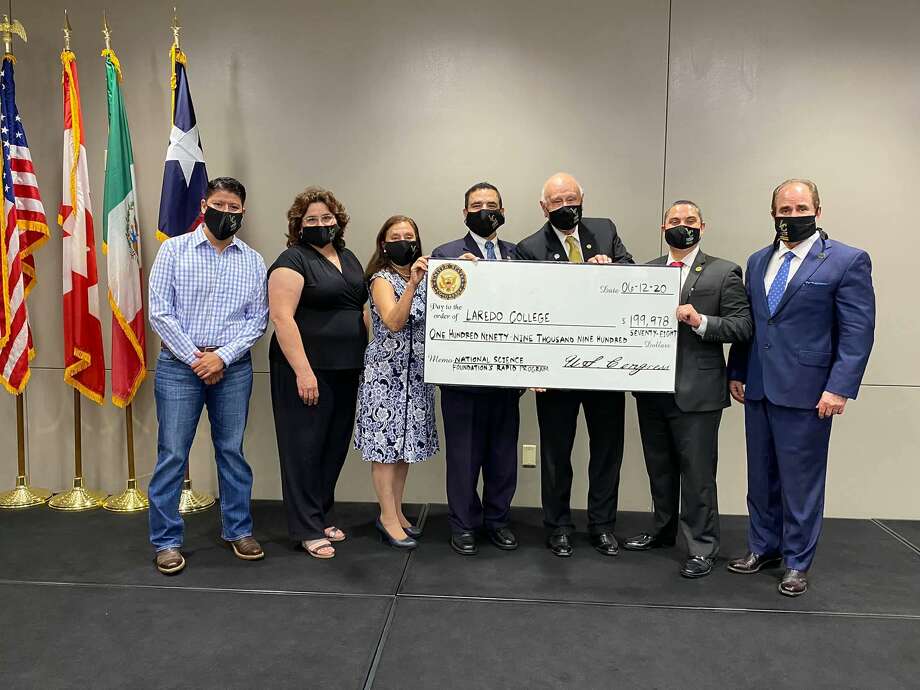 Laredo College President Dr. Ricardo J. Solis and Congressman Henry Cuellar announced a near $200,000 grant Friday from the National Science Foundation Rapid Program to conduct COVID-19 research. Photo: Courtesy Of Laredo College