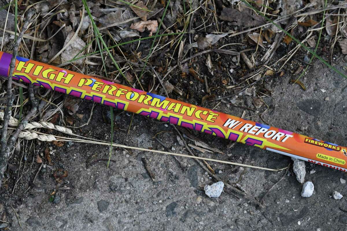 Remains from a impromptu fireworks display litter the ground at South Troy Pool on Monday, June 15, 2020, in Troy, N.Y. . (Will Waldron/Times Union)