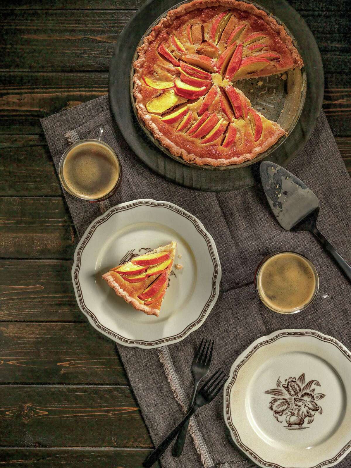 Laura Bush's Peach Cream pie from “Recipes from the President’s Ranch: Food People Like to Eat” by Matthew Wendel.